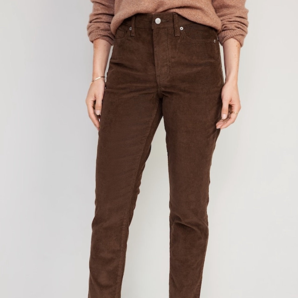 Old Navy High-Waisted OG Straight Corduroy Ankle Pants, Brown, Size 12